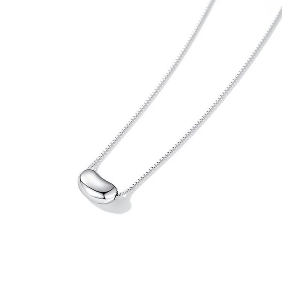 NEW 925 Sterling Silver Simple Bean Necklace - Picture 5 of 8